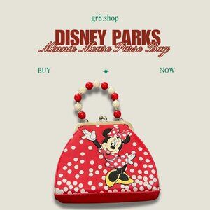 Disney Parks Minnie Mouse Red Polka Dot Handbag W/ Bow & Beaded Handle
